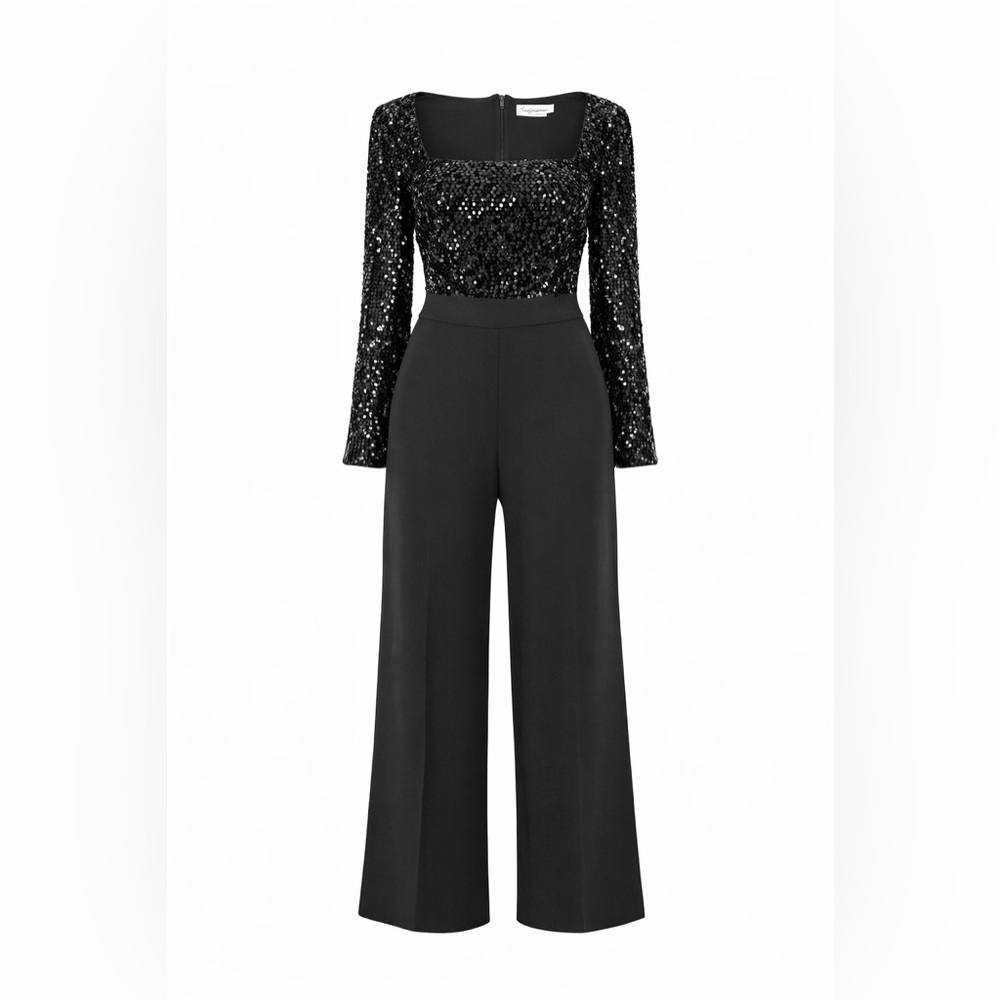 Eliza J Black Sequin Jumpsuit | Size 18 | NWT | Evening / Cocktail